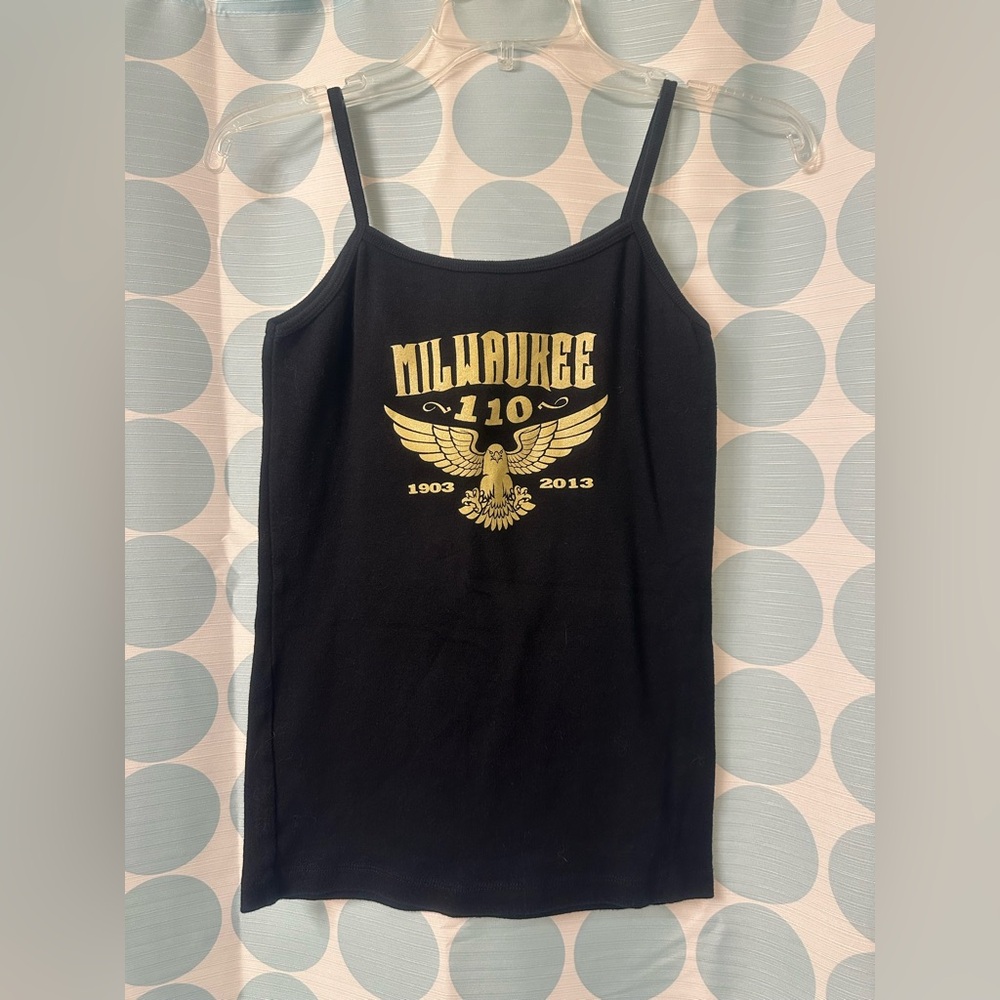 Harley Davidson 110th anniversary Jack Daniels women’s tank top, black/gold, Lg